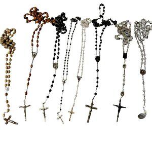 Rosary collection crucifixes wood glass plastic